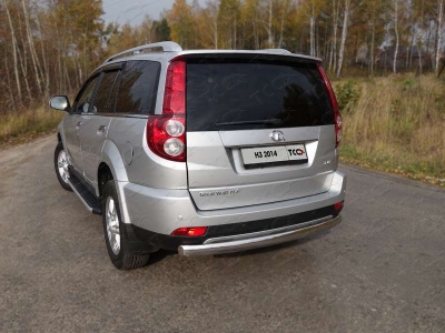 Защита заднего бампера овальная 75х42 мм ТСС для Great Wall Hover H3 New 2014-2015