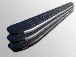 Пороги алюминиевые ТСС с накладкой серые для Mitsubishi L200 № MITL20014-08GR